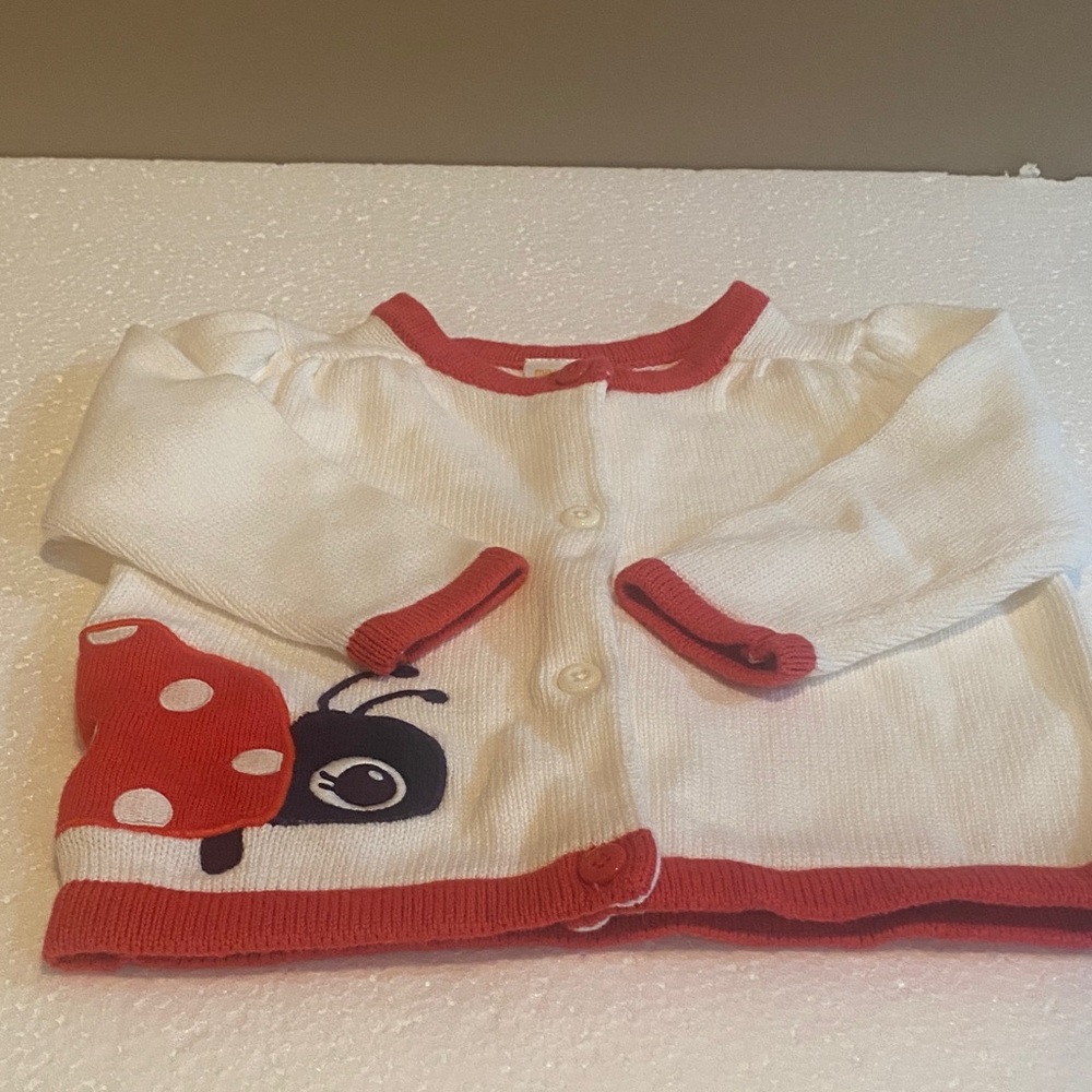 Adorable Gymboree White and Red Ladybug Cardigan